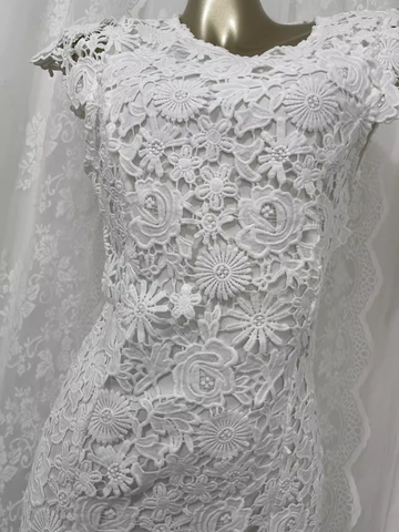 Sheath Scoop Neckline Floral Travel Backless Lace Vacation Dress Short Birthday Dress SD0061